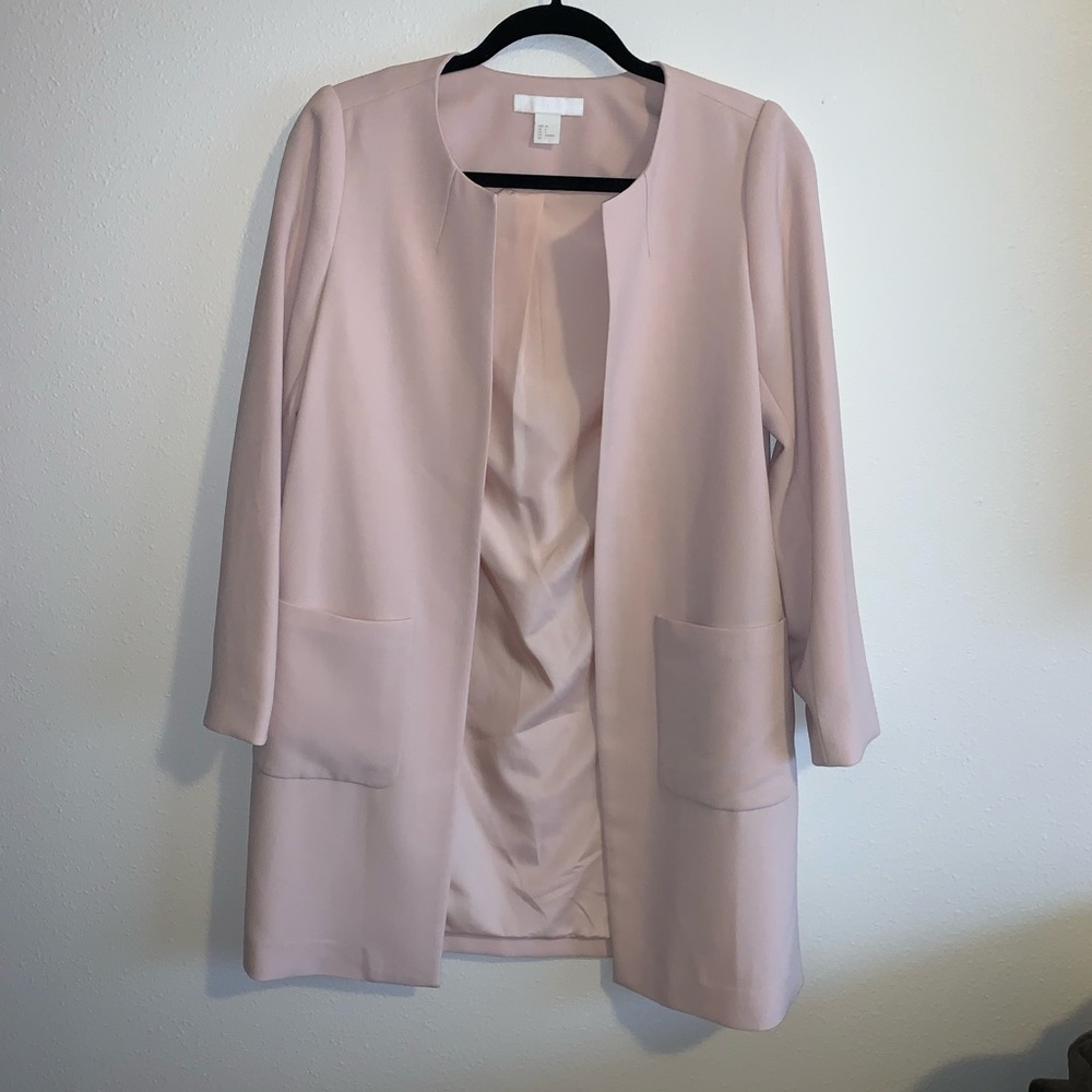 H&M Pale Pink Long Spring Jacket with Pockets